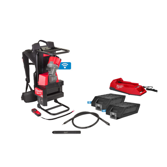 MXF CVBPKIT-602 - Vibratore per calcestruzzo a zaino MX FUEL 6.0 Ah (2 batterie) con testa 38 mm e tubo 2 m